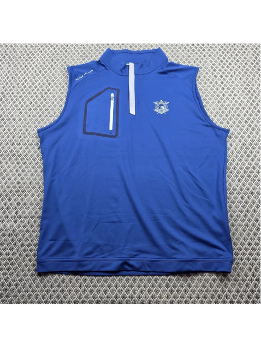 Peter Millar Clouth Golf Club Crown Sport Vest Quarter Zip Blue Large